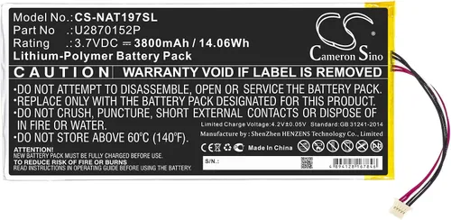 Vista 2 de Batería para O'NN ONA19TB007, ONA19TB003, compatible con parte NO: U2870152P (3800mAh)