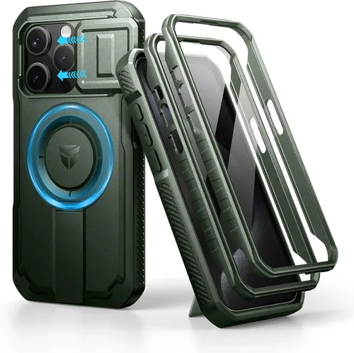Vista 48 de Dexnor - Funda para iPhone 12 & iPhone 12 Pro con tapa deslizante para cámara, soporte ajustable y protector de pantalla integrado, carcasa