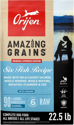 Vista 12 de ORIJEN Amazing Grains Comida seca para perros con alto contenido de proteínas Fit & Trim Recipe Bolsa de 4 libras WHOLEPREY Ingredients, Made in