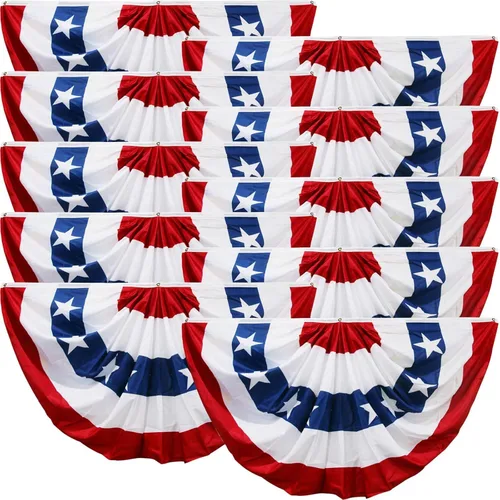 Vista 19 de HOOSUN Decoraciones del 4 de julio, banderines de bandera estadounidense para exteriores, decoraciones patrióticas del 4 de julio de 1.5 x 3 pies