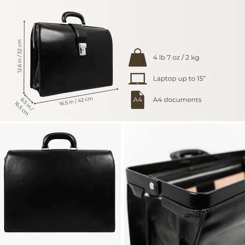 Vista 4 de Time Resistance Maletín de cuero para abogado - Maletín italiano hecho a mano para portátil para hombres y mujeres - Estuche de fijación - Bolsa