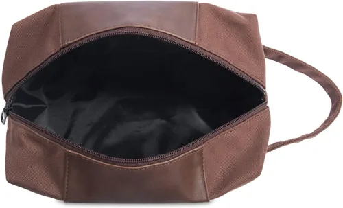 Vista 7 de Jeweidea Bolsa de aseo personalizada con nombre inicial, kit de Dopp con lona de piel sintética, organizador de baño de viaje con monograma