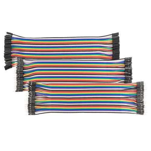 Vista 3 de Kit de puente de alambre Dupont de 40 pines, 120 piezas, 7.9 in, multicolor, tabla de pan a tabla, macho a macho, hembra a hembra compatible