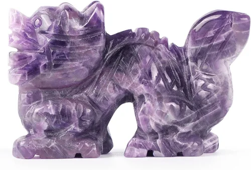 Vista 3 de Regalos de dragón de amatista de 2 pulgadas, mini figuras de dragón para adultos, escultura de animales hecha a mano de buena suerte