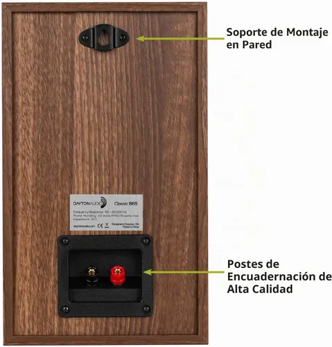 Vista 6 de Dayton Audio Par de altavoces para estantería Classic B65 (madera)