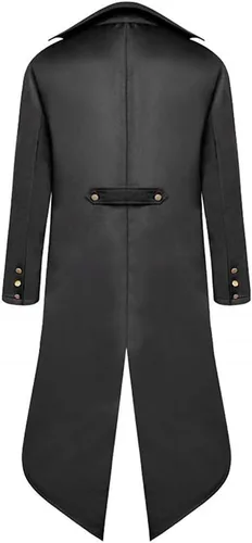 Vista 2 de Chaqueta steampunk para hombre, disfraz de Halloween, abrigo victoriano, gótico, cosplay, vintage, uniforme