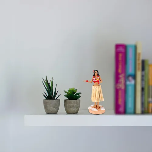 Vista 4 de Muñecas de hula bailando para tablero de coche, figuritas coleccionables para decoración del salpicadero, regalos para decoración del hogar, muñecos