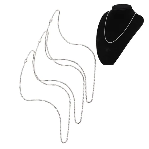 Vista 7 de Betued 3Pcs Steel Necklace 19.7in Length 0.1in Thick Stylish Design High Polish Fantasy Chain Necklace Men Chain Necklaces, Steel Necklace for Men