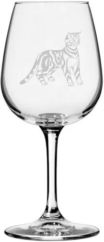 Vista 9 de Copa de vino de 12.75 onzas con temática de gato abisinio grabada para todo uso