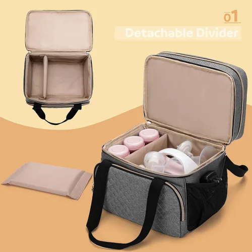 Vista 3 de Luxja Bolsa de extractor de leche de doble capa compatible con Spectra S1 y S2, bolsa de bomba para extractor de leche y piezas adicionales