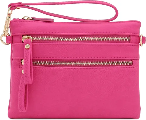 Vista 2 de Bolso de hombro cruzado con múltiples bolsillos y cremallera y correa de muñeca pequeña