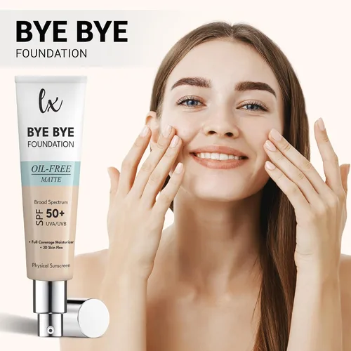 Vista 3 de Lx Blend Bye Bye Foundation Crema hidratante de cobertura mate sin aceite con SPF 50 (LIGHT) 1 FL OZ
