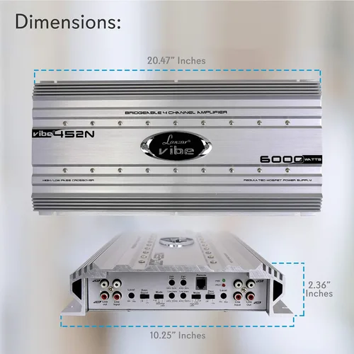 Vista 4 de Lanzar Audio para coche, Amplificador de audio para automóvil, Amplificador estéreo para automóvil, 6,000 vatios, 4 canales, amplificador Mosfet