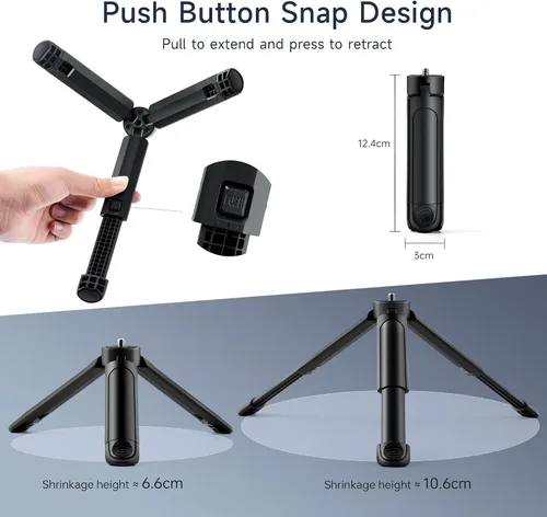 Vista 3 de Mini trípode de 1/4, soporte de escritorio C01 Pro de sobremesa, trípode compacto con tornillo de 1/4 pulgadas para luz weeylite K21, luz de foto