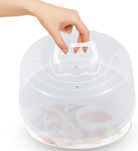 Vista 8 de Cubierta grande para microondas para alimentos, tapa protectora de salpicaduras, funda de soporte para pasteles, tamaño 11.5 pulgadas x 5 pulgadas