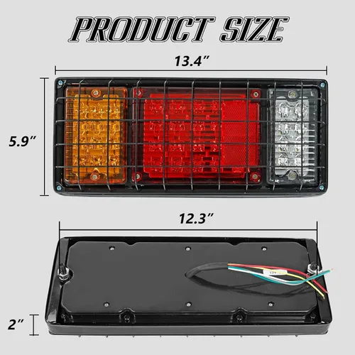 Vista 2 de BLACKHORSE-RACING Kit de 2 piezas de luces traseras LED para remolque, 40 LED, impermeables, señal de giro, freno, marcha atrás, luces LED traseras