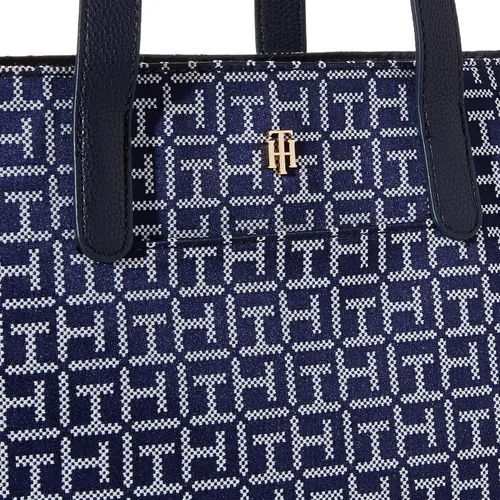 Vista 3 de Tommy Hilfiger Lynn II - Bolsa cuadrada con monograma jacquard azul marinoblanco, talla única