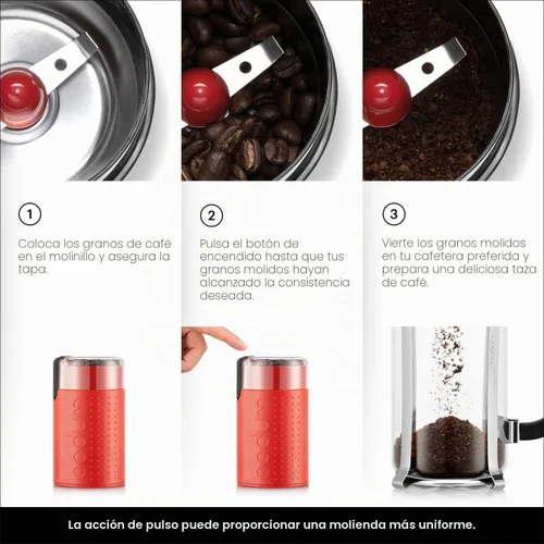 Vista 3 de Bodum Bistro - Molinillo de café eléctrico con cuchilla, color rojo