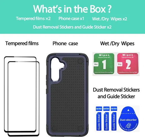 Vista 223 de Jeylly Compatible con Samsung Galaxy A22 5G Funda, Funda Samsung A22 5G con 2pcs protectores de pantalla de vidrio templado