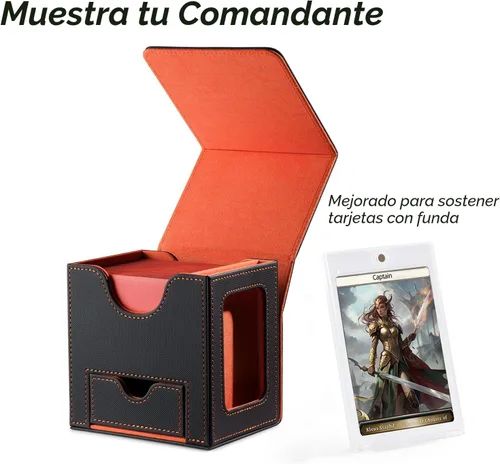 Vista 2 de Mage Tech Caja de cartas para MTG Commander, diseño patentado, pantalla Commander, se adapta a 100 tarjetas de doble manga, ladrillo de tarjetas
