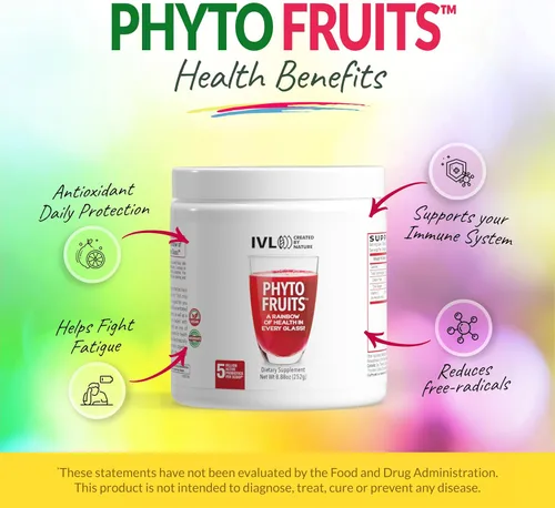 Vista 6 de IVL - Phyto Fruits Superfood Powder - Apoya la energía - Digestivo y probiótico - Antioxidante - Vegano - 40 frutas y nutrientes más 6 cepas