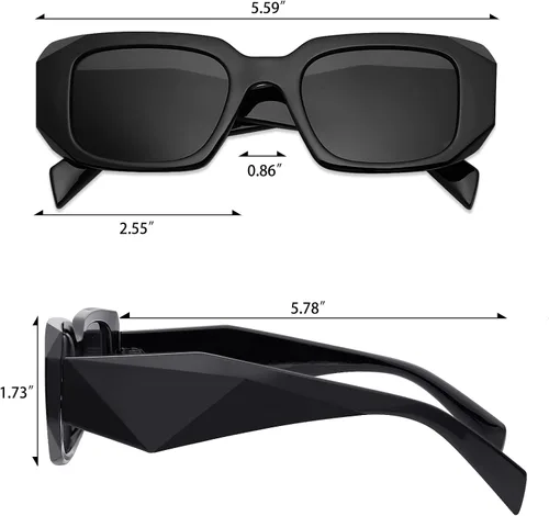Vista 5 de Haqptul Lentes de sol rectangulares de moda para mujeres y hombres, cuadrados, retro, vintage, lentes hexagonales de los años 90S, Y2K, accesorios