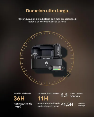 Vista 6 de Micrófono inalámbrico Hollyland Lark MAX 2 para iPhone/Cámara/Android, cancelación de ruido AI, audio de 32 bits de cadena completa, rango de 1115