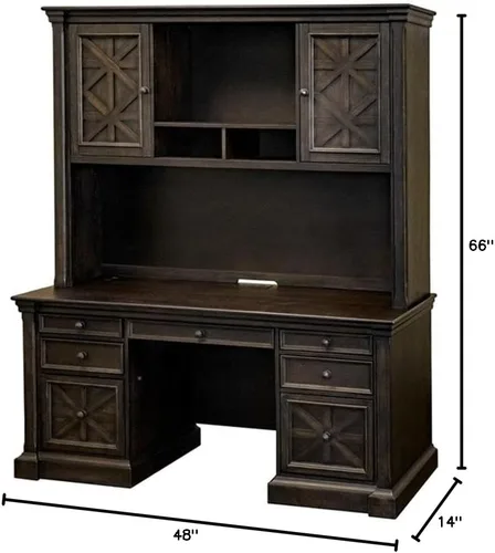 Vista 2 de Martin Furniture 66" W Madera Hutch con Puertas Almacenamiento de Oficina en Marrón Oscuro