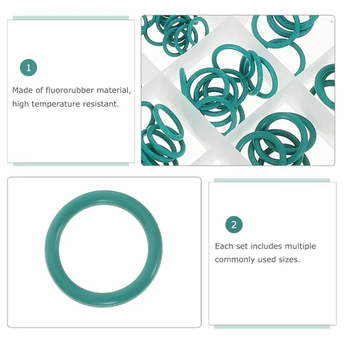 Vista 3 de 150pcs Fluorine Rubber Seal Ring Kit - Round Multi-Size Fluorelastomer O-Ring Gasket - Sealing Washers for Hydraulic Car Engine, Fuel Injector Sealer