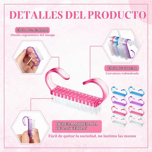 Vista 3 de Tanlade 300 piezas mango agarre cepillo de uñas a granel para limpiar uñas