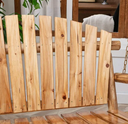 Vista 7 de Anraja Juego de columpios para exteriores, columpios de madera para adultos, asiento de porche colgante para patio trasero, patio, parque infantil