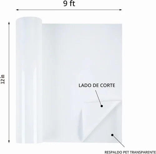 Vista 2 de HTVVETUR Vinilo de Transferencia de Calor Blanco - Rollos HTV de 12" x 9 pies para Camisas, Vinilo Termoadhesivo para Cameo - Fácil de Cortar y 01