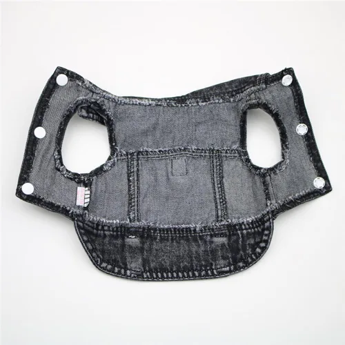 Vista 7 de Chaqueta de mezclilla para perros pequeños, con anillo en D, ropa para Negro