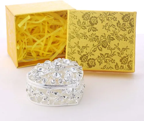Vista 6 de YU FENG Bling Heart - Caja de joyería con bisagras coleccionables de cristal esmaltado con joyas