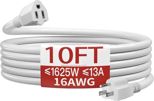 Vista 83 de Cable de extensión corto de 16/3 de 1 pie, cable de extensión negro flexible y duradero, cable de alimentación de 3 clavijas para interiores
