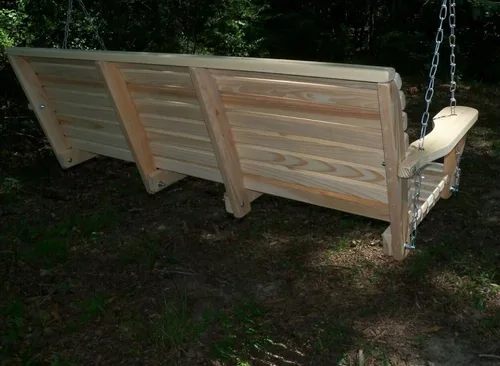 Vista 3 de Columpio de porche contorneado de ciprés de 5 pies hecho de madera de ciprés duradera