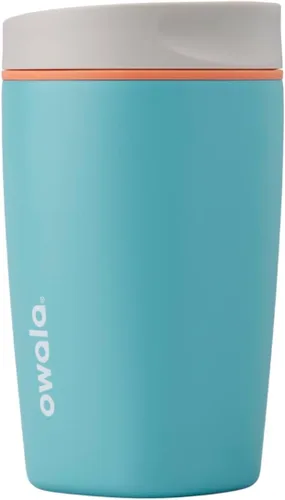 Vista 22 de Owala SmoothSip Slider - Vaso de café aislado de acero inoxidable, reutilizable, taza de café helado, taza de viaje para café caliente, sin BPA, 12