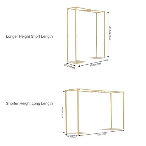 Vista 3 de 48" Adjustable Over The Table Stand, Square Metal Arch, Wedding Decor, Floral Arch, Balloon Arch - Gold
