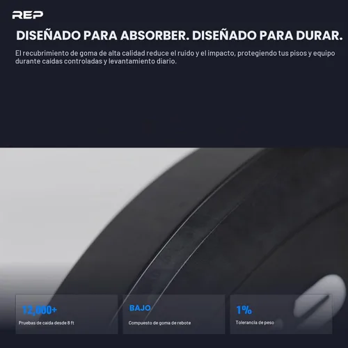 Vista 4 de Discos para levantamiento de pesas para ejercicios de resistencia y acondicionamiento físico. Bajo olor