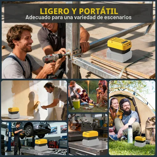 Vista 8 de Altavoz Bluetooth compatible con batería Dewalt de 20 V Max, altavoz inalámbrico con carga USB-A/C, para lugares de trabajo al aire libre, fiestas