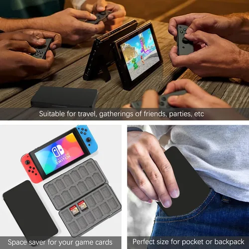 Vista 6 de FYY Switch Game Case for Nintendo Switch with Mirco SD Cards Holder, Portable Switch Game Card Case with 24 Game Card Slots & 24 Micro SD Card