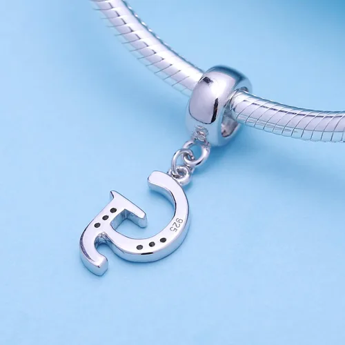 Vista 3 de SoulBeads - Colgantes de plata fina 0,925 de letra inicial, alfabeto A-Z. Dije con cristales compatibles con brazaletes europeos