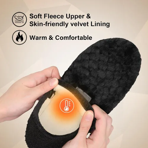 Vista 3 de Scurtain Pantuflas para hombre y mujer, unisex, para adultos, forro de terciopelo, ligeras, para interiores, viajes, suela antideslizante, cálidas