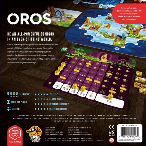 Vista 3 de Lucky Duck Games OROS Juego de mesa – Juego de estrategia de colisión de azulejos con erupciones de volcanes y reunión de sabiduría, divertido juego