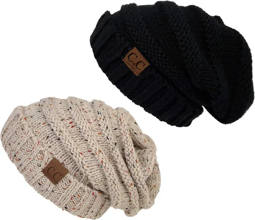 Vista 346 de Funky Junque Gorro de moda de punto trenzado de talla extragrande, grueso, abrigado, suave y holgado