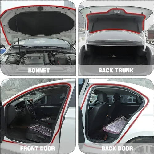 Vista 6 de Tira de sellado de goma autoadhesiva de doble capa para puerta de automóvil, 5 agujeros, aislamiento de ruido, protector de bordes, accesorios