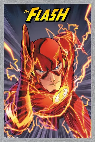 Vista 16 de Trends International DC Comics The Flash - Póster de pared de velocidad, 22.4 pulgadas de largo x 14.7 pulgadas, versión enmarcada de madera