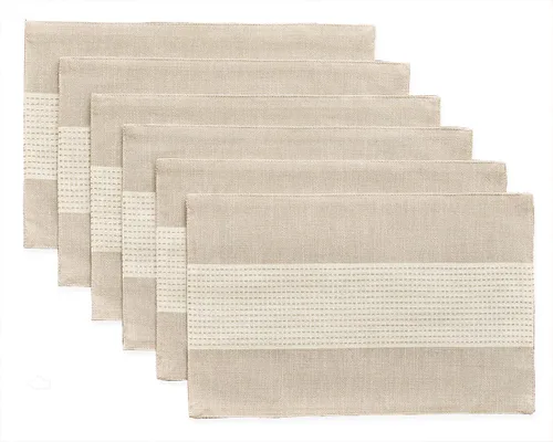 Vista 24 de Wracra Juego de 4 manteles individuales de lino, 12 x 18 pulgadas, manteles individuales de macramé para mesa de cocina y resistentes al calor Aqua