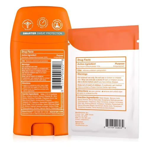 Vista 10 de Carpe Antitranspirante y desodorante para axilas, paquete de 3 con 3 toallitas para llevar gratis 100-Hour Sweat & Odor Control, Clinical Strength
