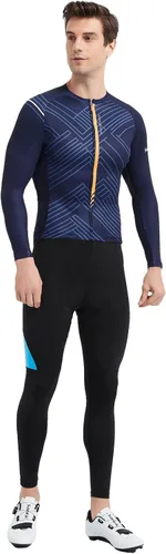 Vista 47 de Santic - Camiseta de ciclismo para hombre, manga larga, reflejante, cremallera completa, con bolsillos